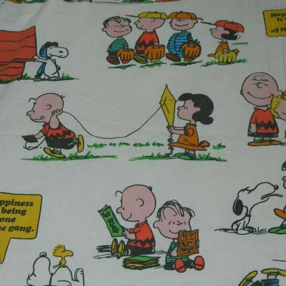 Vintage Peanuts Flat Sheet Snoopy Charlie Brown‎ - Picture 5 of 12
